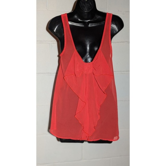 Everly Coral Red Orange Sleeveless Tank Top with Bow Back Detail Medium - Picture 2 of 3